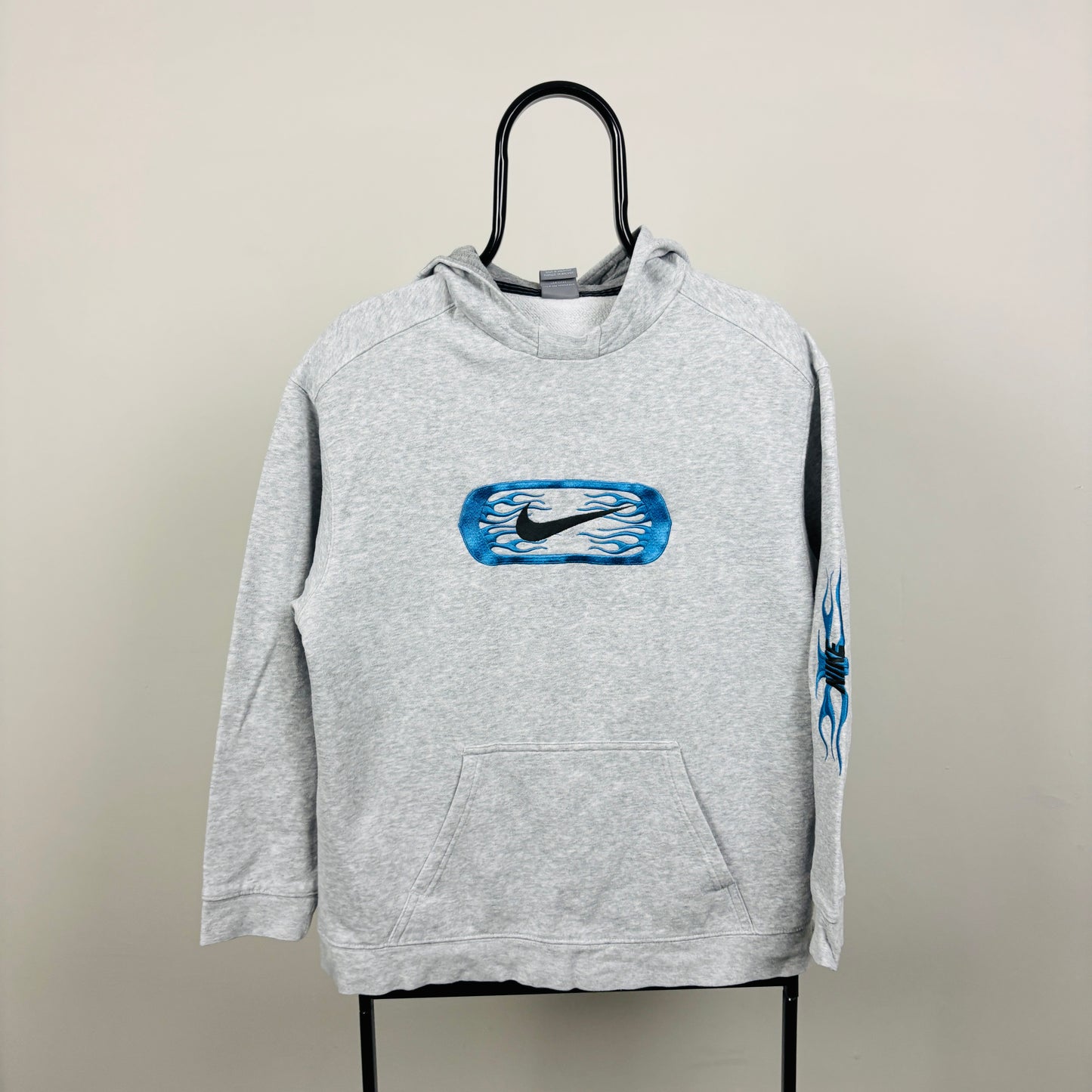 00s Nike Flame Hoodie Grey Small