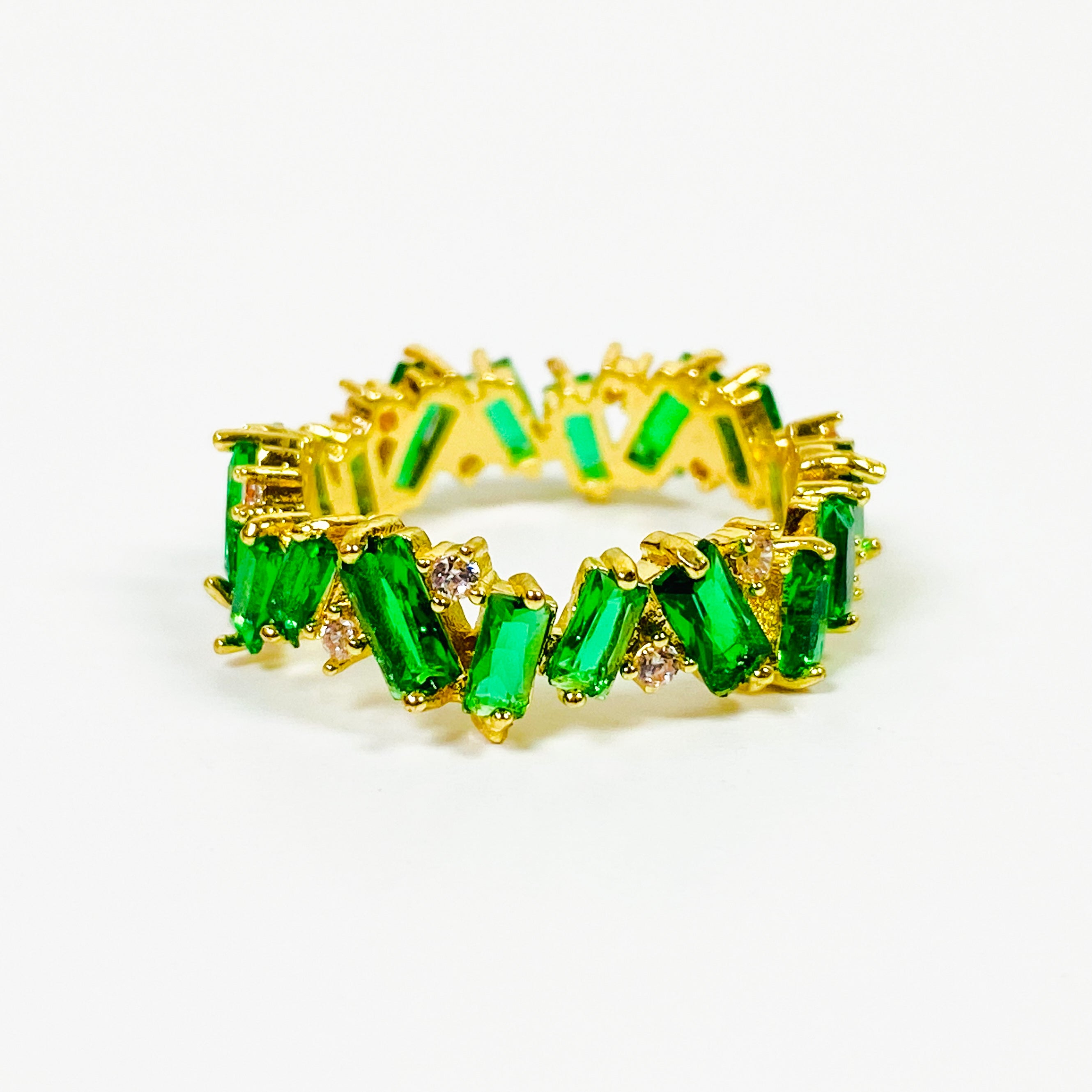 Retro Vintage Gem Ring Gold Green