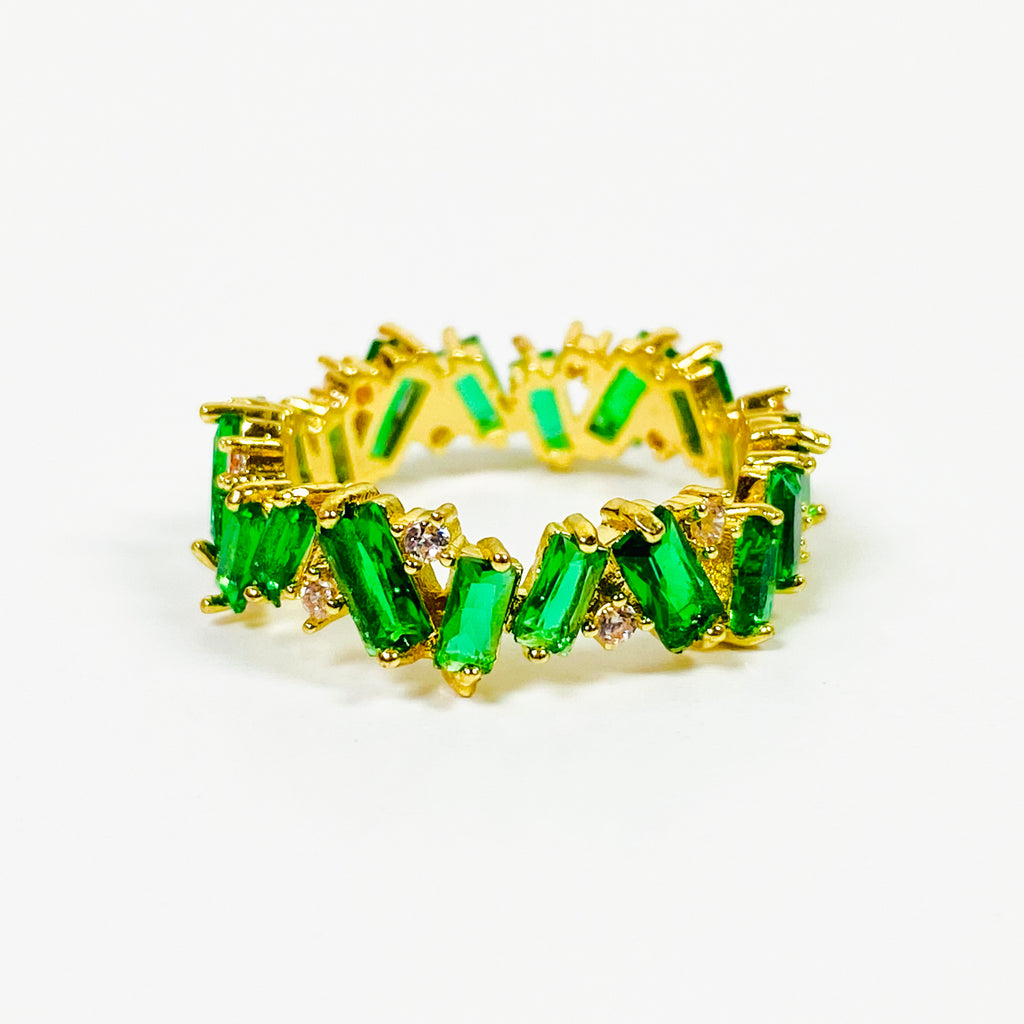Retro Vintage Gem Ring Gold Green