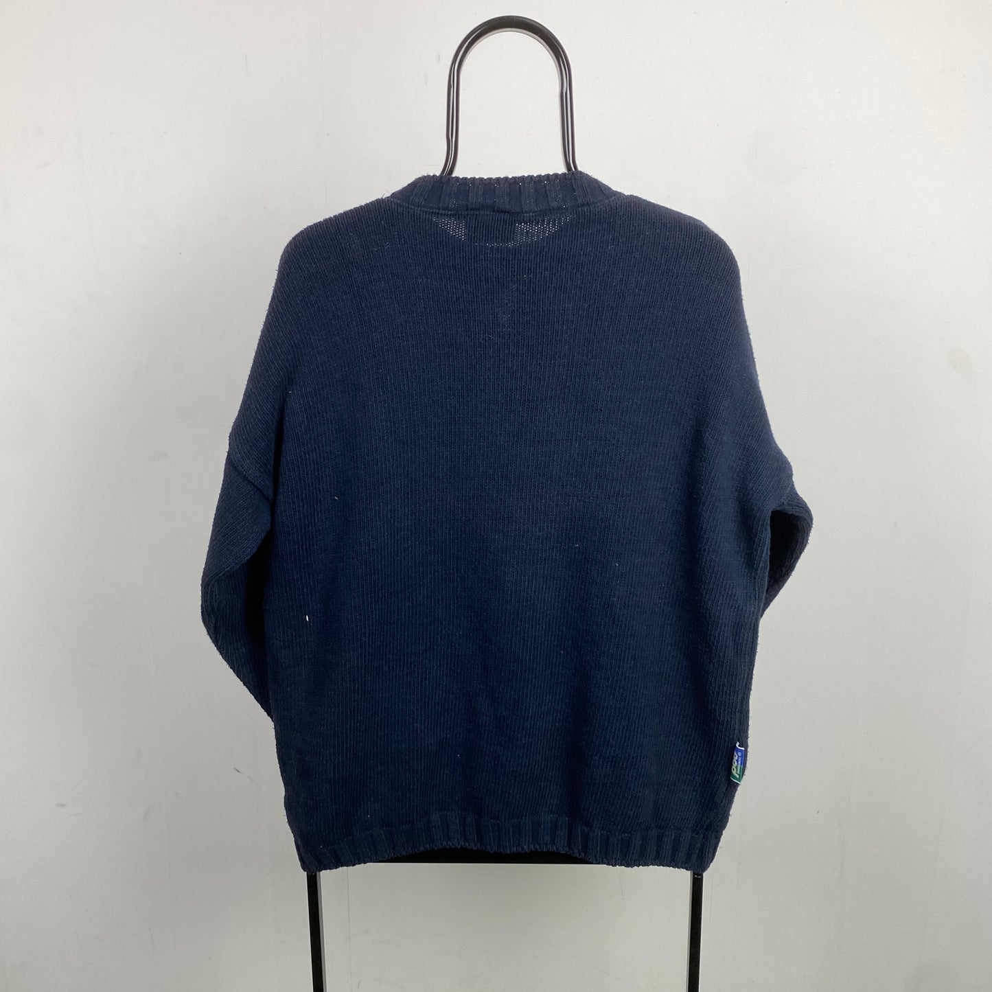 Retro 90s Pod Knit Sweatshirt Blue Medium