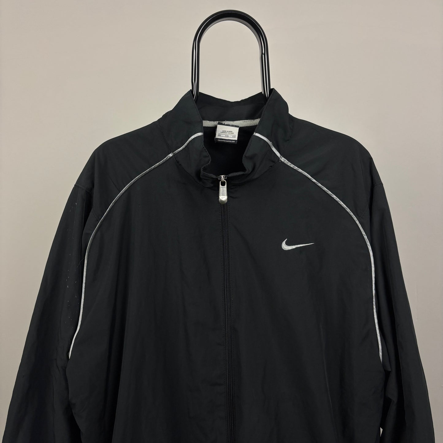 00s Nike Piping Windbreaker Jacket Black XXL