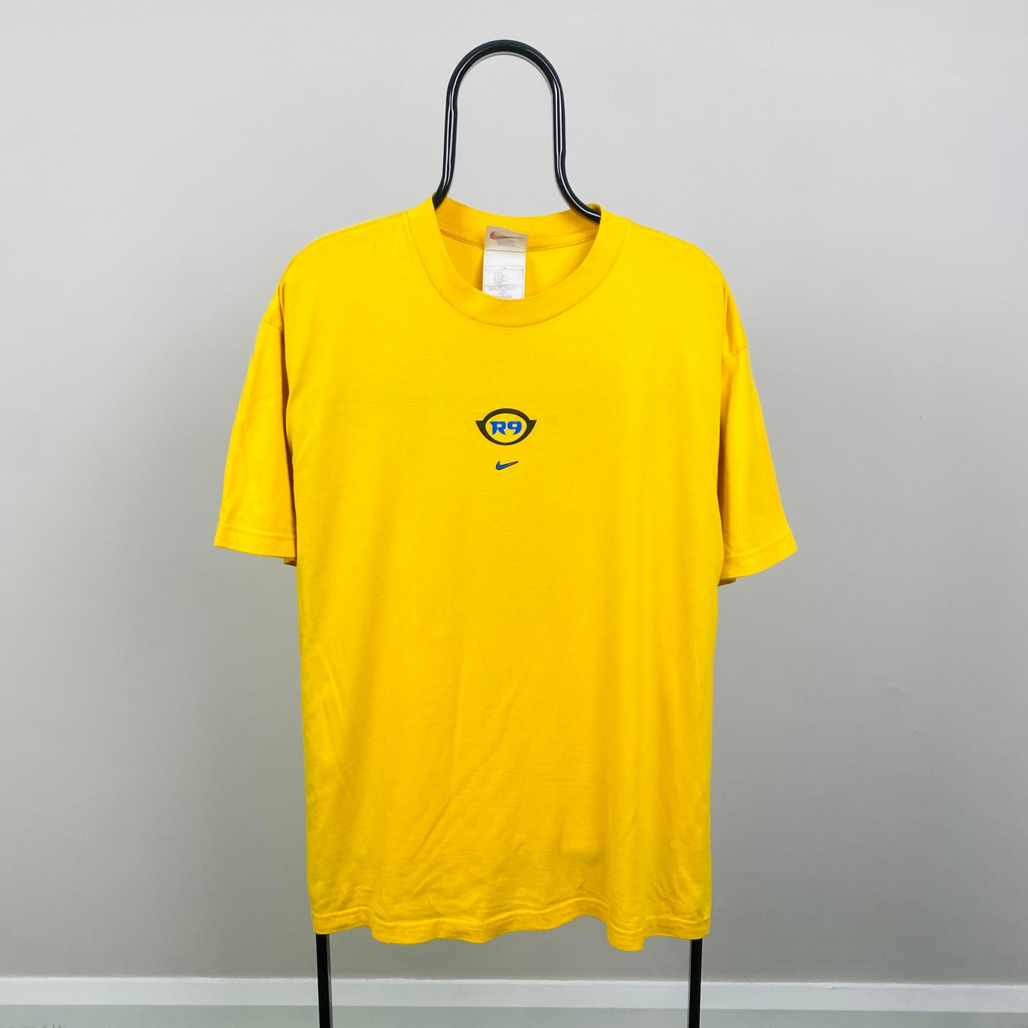 90s Nike Brazil R9 T-Shirt Yellow Large