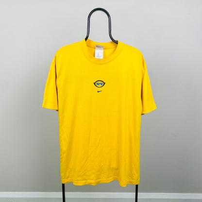 90s Nike Brazil R9 T-Shirt Yellow Large