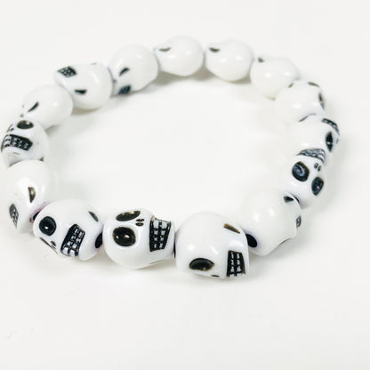 Retro Skull Bracelet White