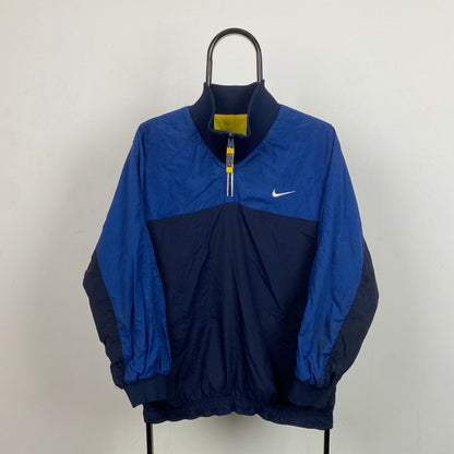 90s Nike Reversible 1/4 Zip Windbreaker Jacket Blue Large