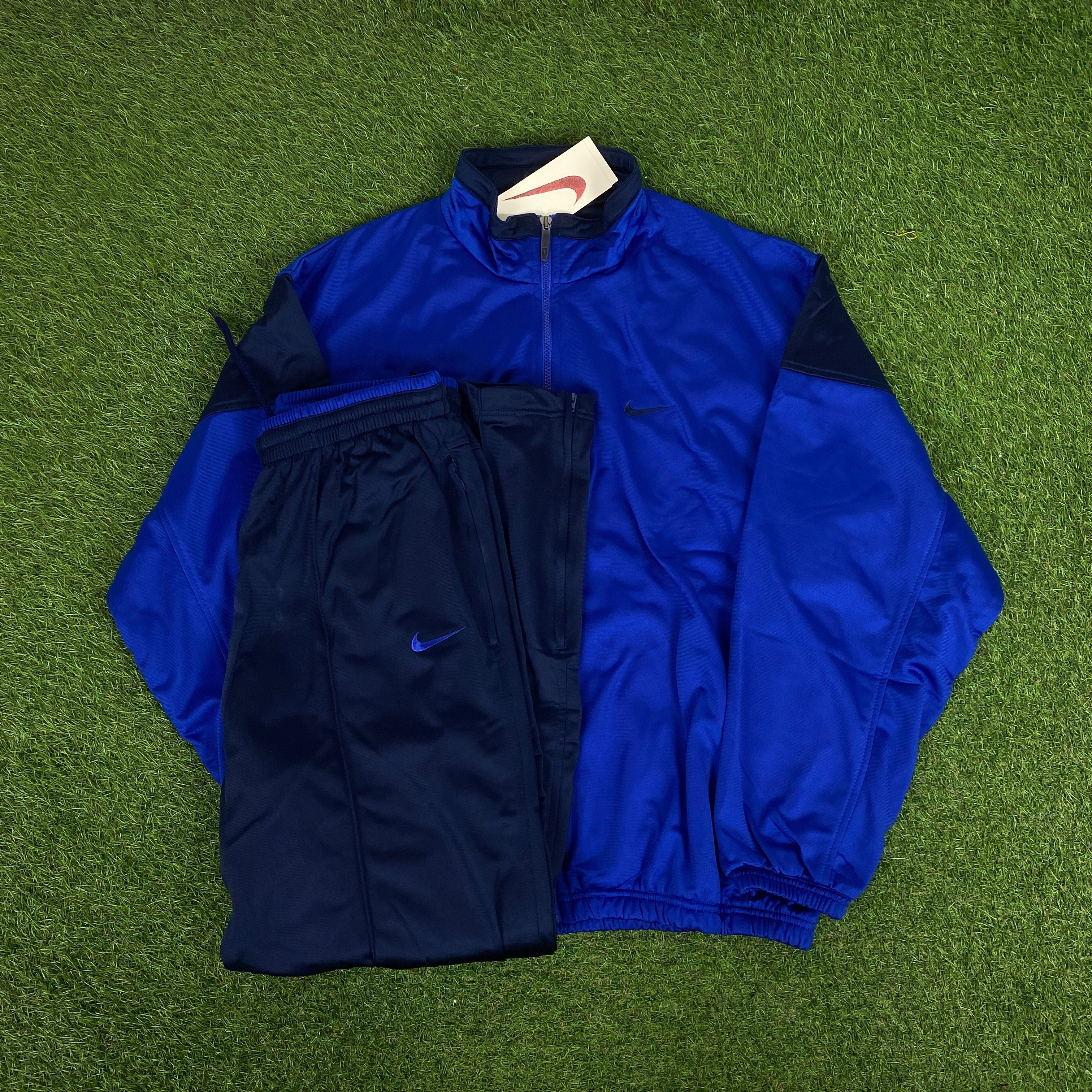90s Nike Nylon Tracksuit Jacket + Joggers Set Blue Large – Clout