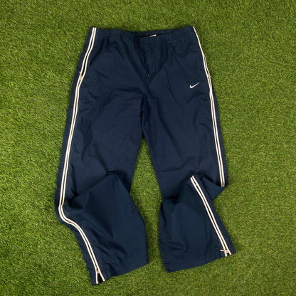 00s Nike Piping Windbreaker Jacket + Joggers Set Blue Small