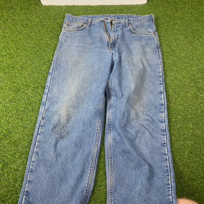 00s Carhartt Blanket Lined Jeans 33x34 Blue Large Joggers