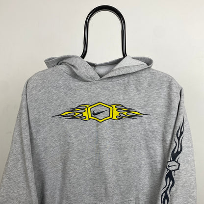 90s Nike Flame Hoodie Grey Womens Large