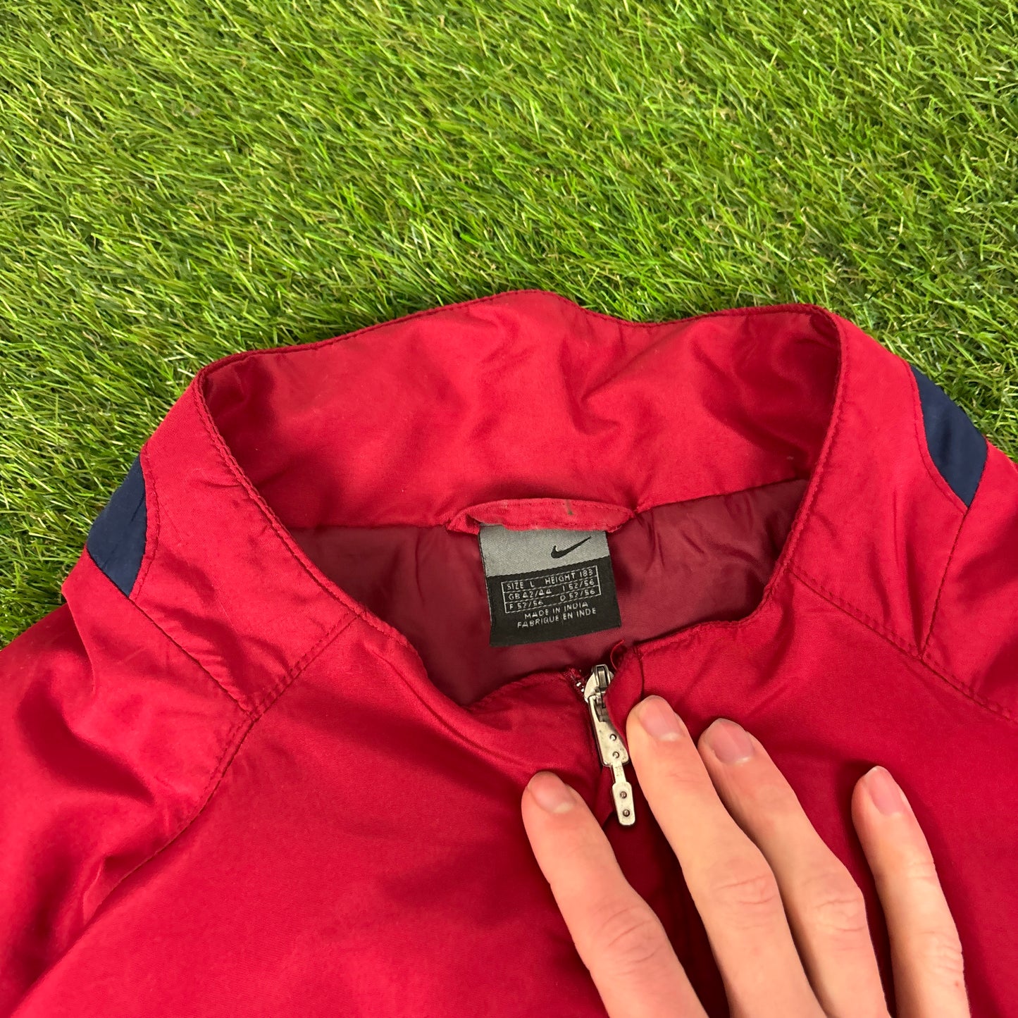 90s Nike Barcelona Piping Tracksuit Jacket + Joggers Set Red Large