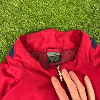 90s Nike Barcelona Piping Tracksuit Jacket + Joggers Set Red Large