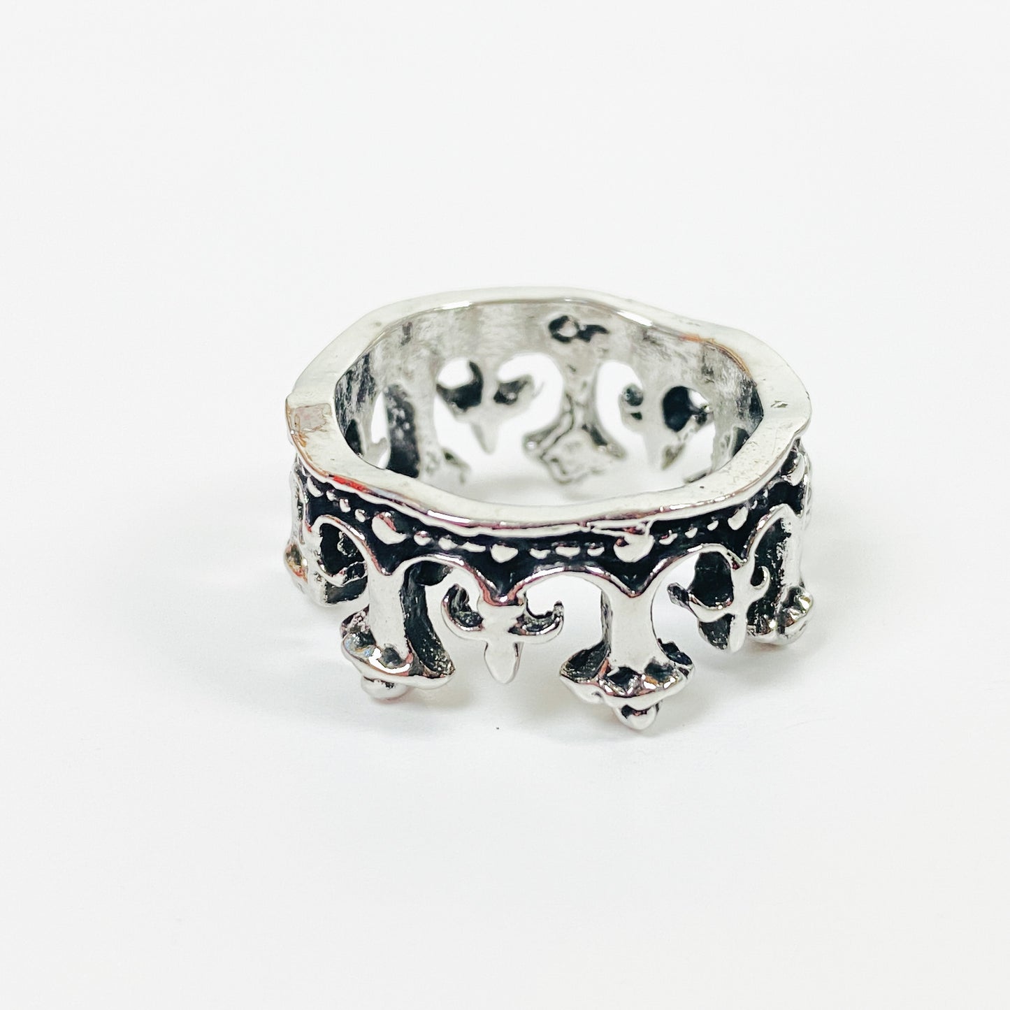 Retro Adjustable Antique Crown Ring Silver