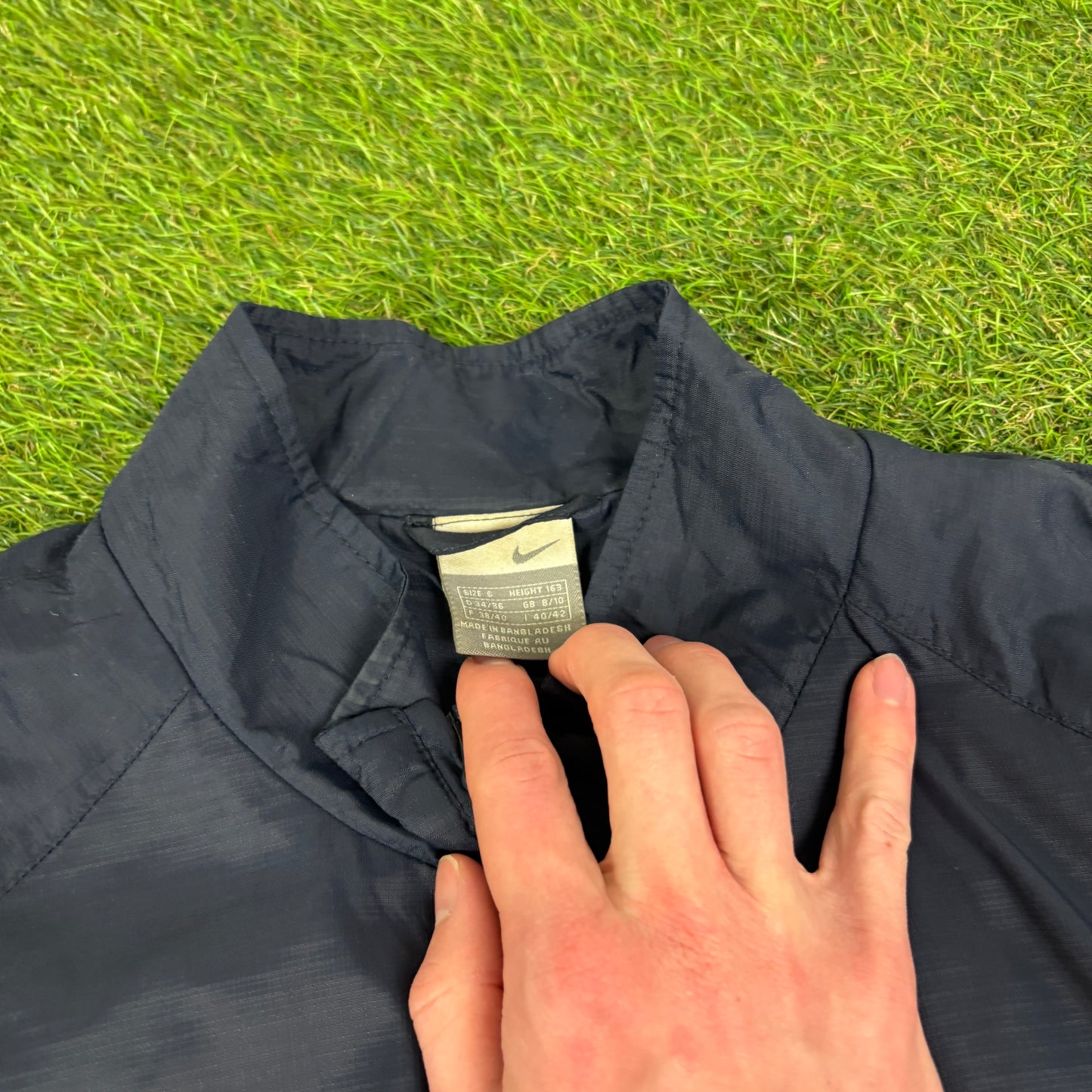 00s Nike Piping Windbreaker Jacket + Joggers Set Blue Small