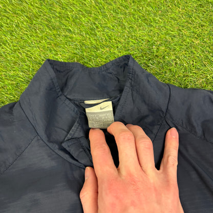 00s Nike Piping Windbreaker Jacket + Joggers Set Blue Small