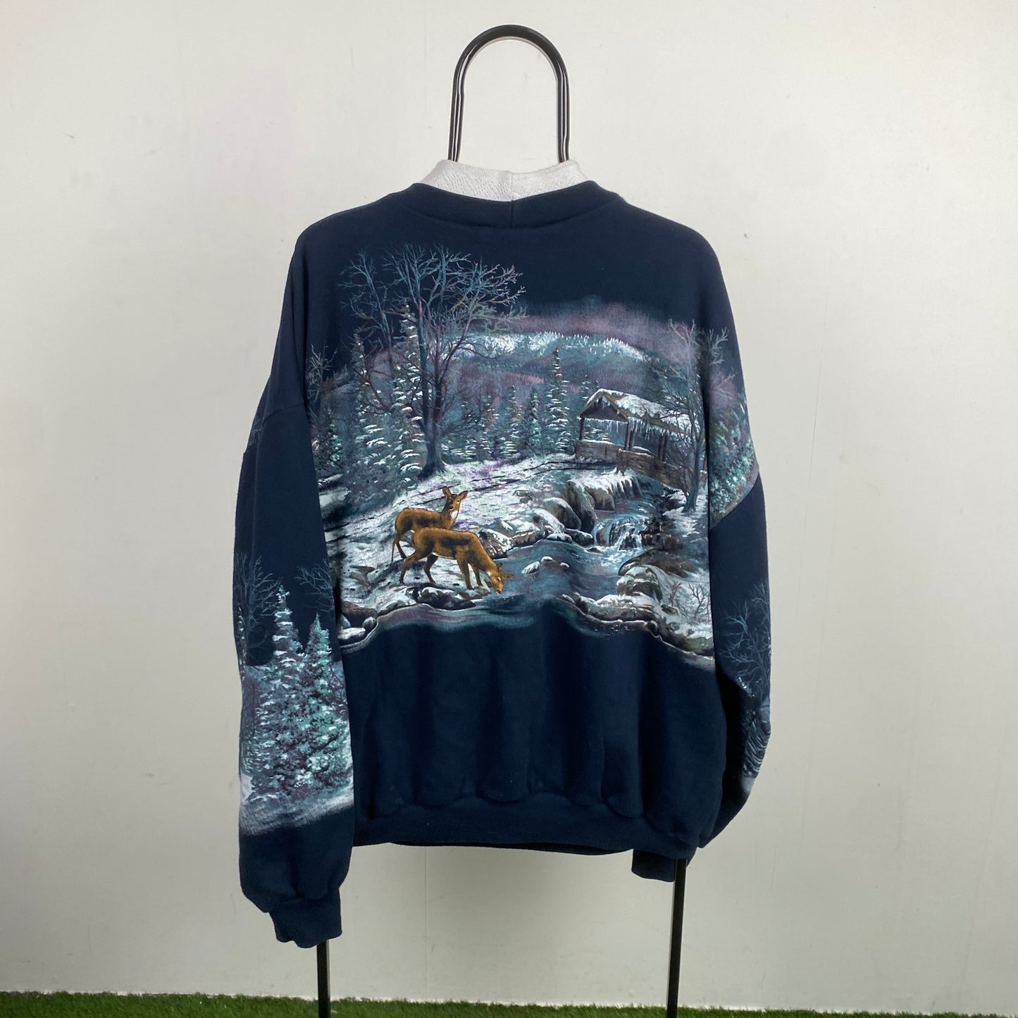 Retro Art Unlimited Snow All Over Print Sweatshirt Blue XXL