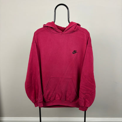 90s Nike Heavyweight Hoodie Red Medium