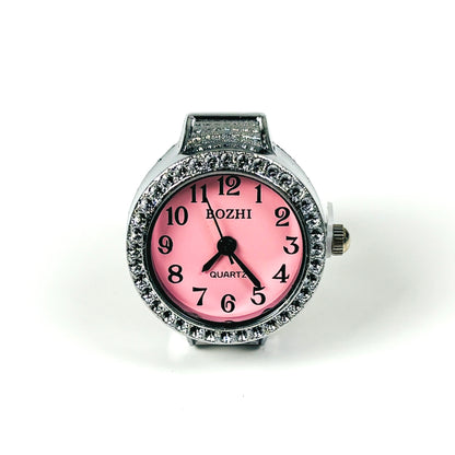 Vintage Watch Ring Bezelled Pink