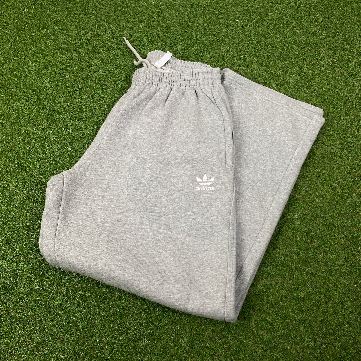 00s Adidas Wide Leg Cotton Joggers Grey Medium
