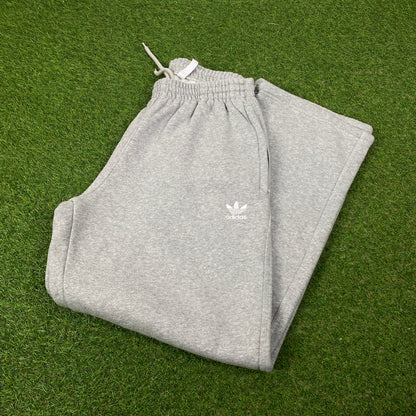 00s Adidas Wide Leg Cotton Joggers Grey Medium