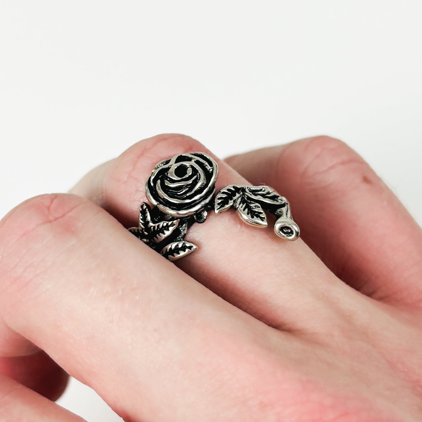 Adjustable Rose Ring Silver
