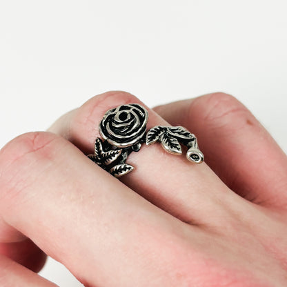 Adjustable Rose Ring Silver