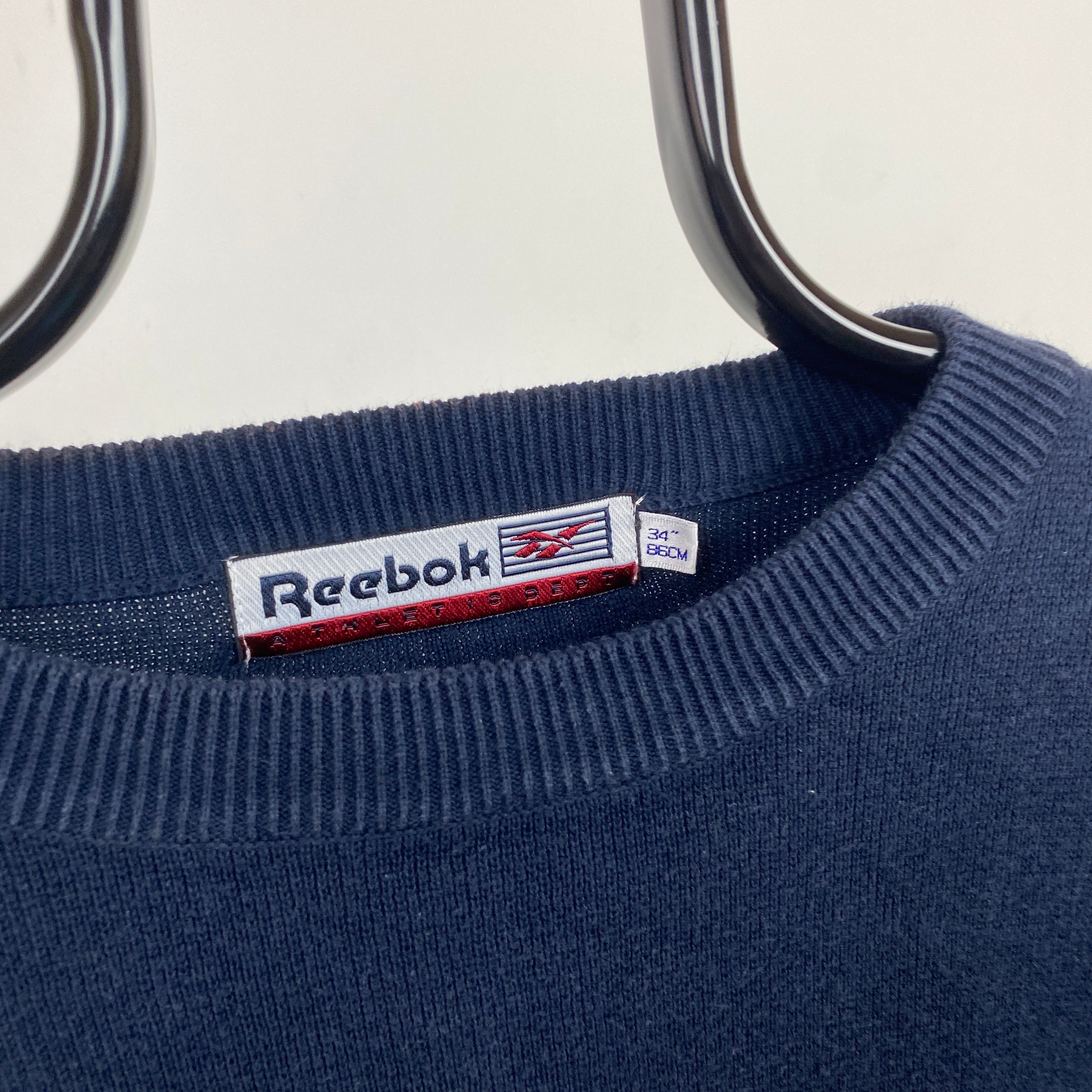 Retro Reebok Knit Sweatshirt Blue Large