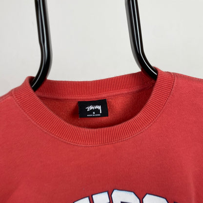 Retro 00s Stussy Sweatshirt Red Small