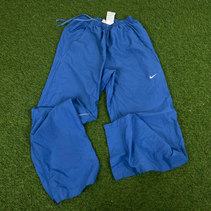 90s Nike Piping Windbreaker Jacket + Joggers Set Blue Small