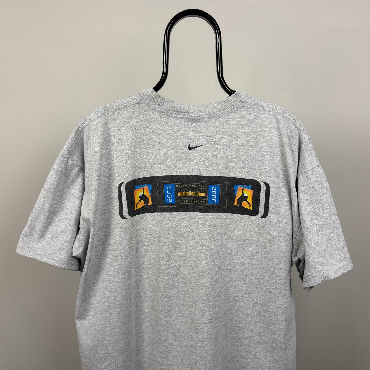90s Nike Challenge Court Australian Open T-Shirt Grey Large