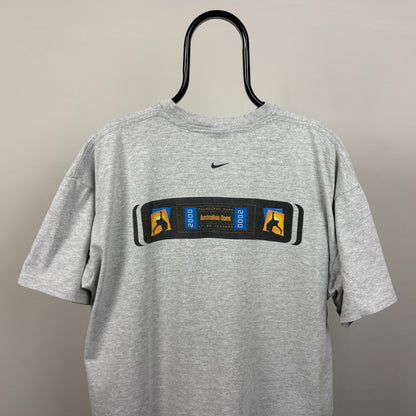 90s Nike Challenge Court Australian Open T-Shirt Grey Large