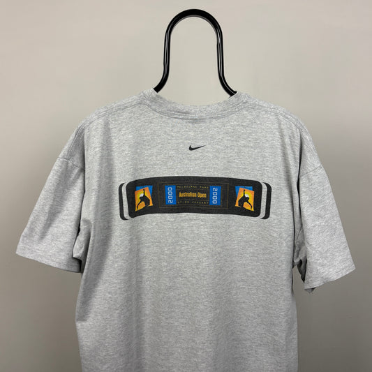 90s Nike Challenge Court Australian Open T-Shirt Grey Large