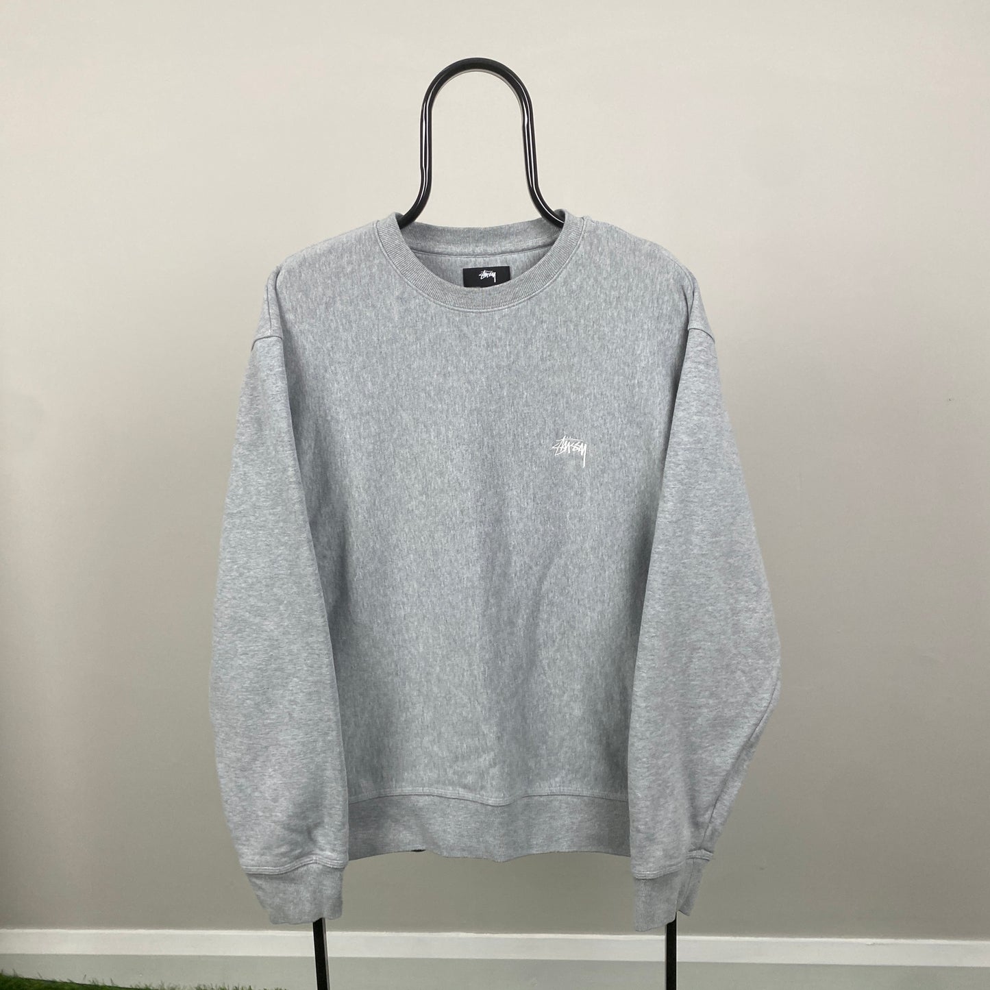 Retro 00s Stussy Sweatshirt Grey Large