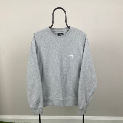 Retro 00s Stussy Sweatshirt Grey Large