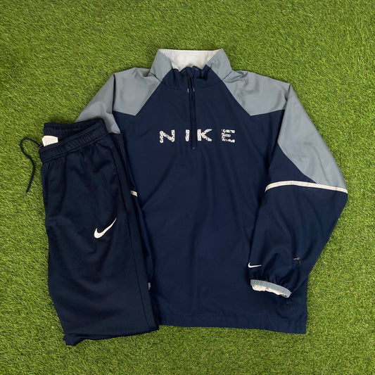 00s Nike Shox Windbreaker Jacket + Joggers Set Blue Small