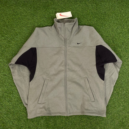 90s Nike Cotton Sweatshirt Jacket + Joggers Set Green Medium