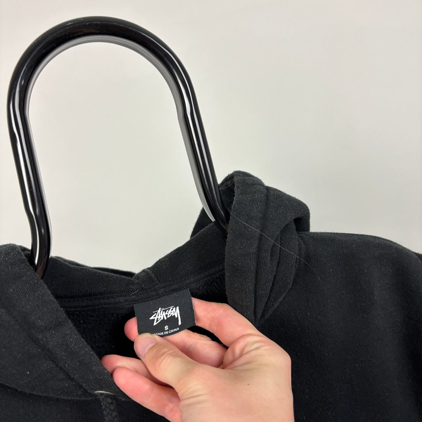 00s Stussy Chenille Logo Hoodie Black Small