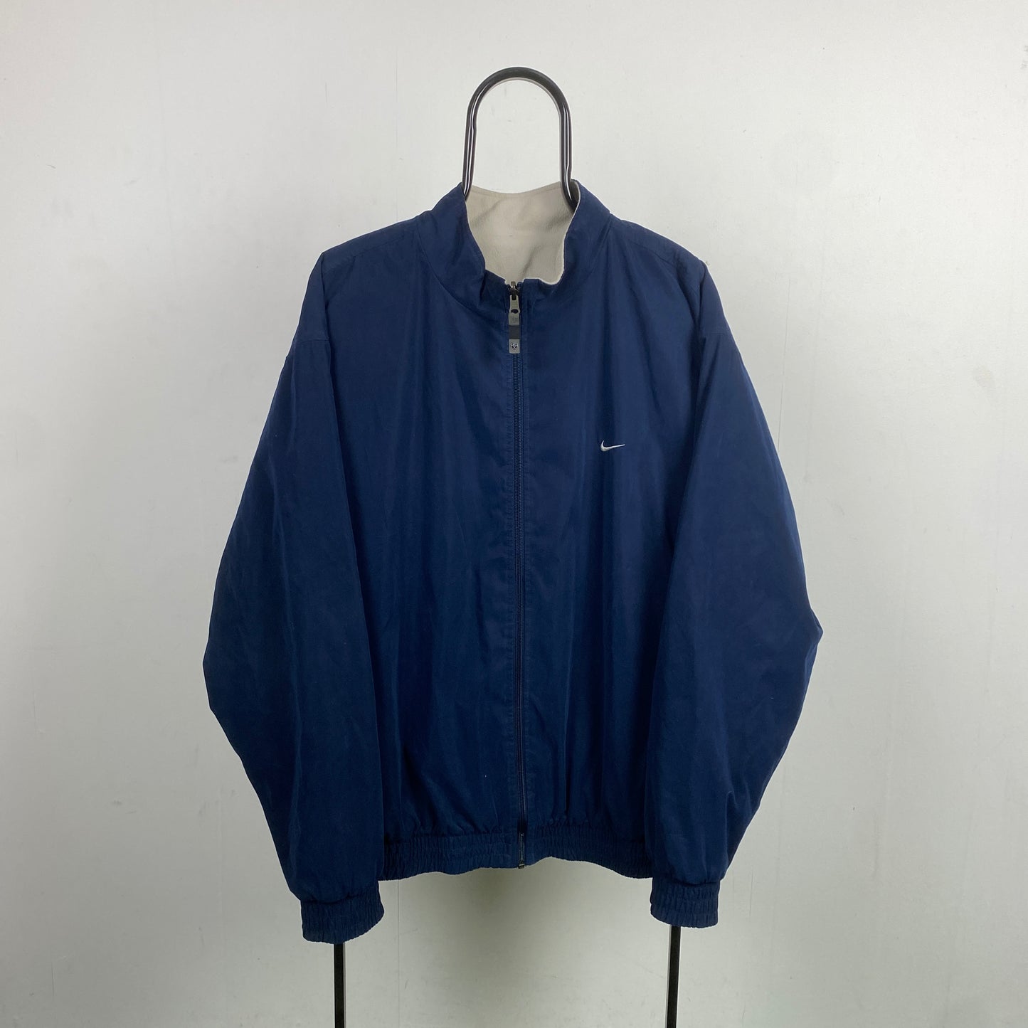 00s Nike Golf Reversible Fleece Coat Jacket Blue Brown XL