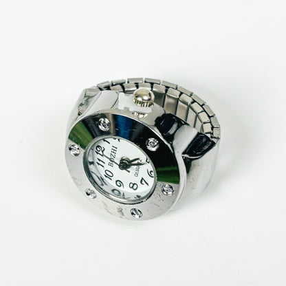 Vintage Dial Watch Ring White