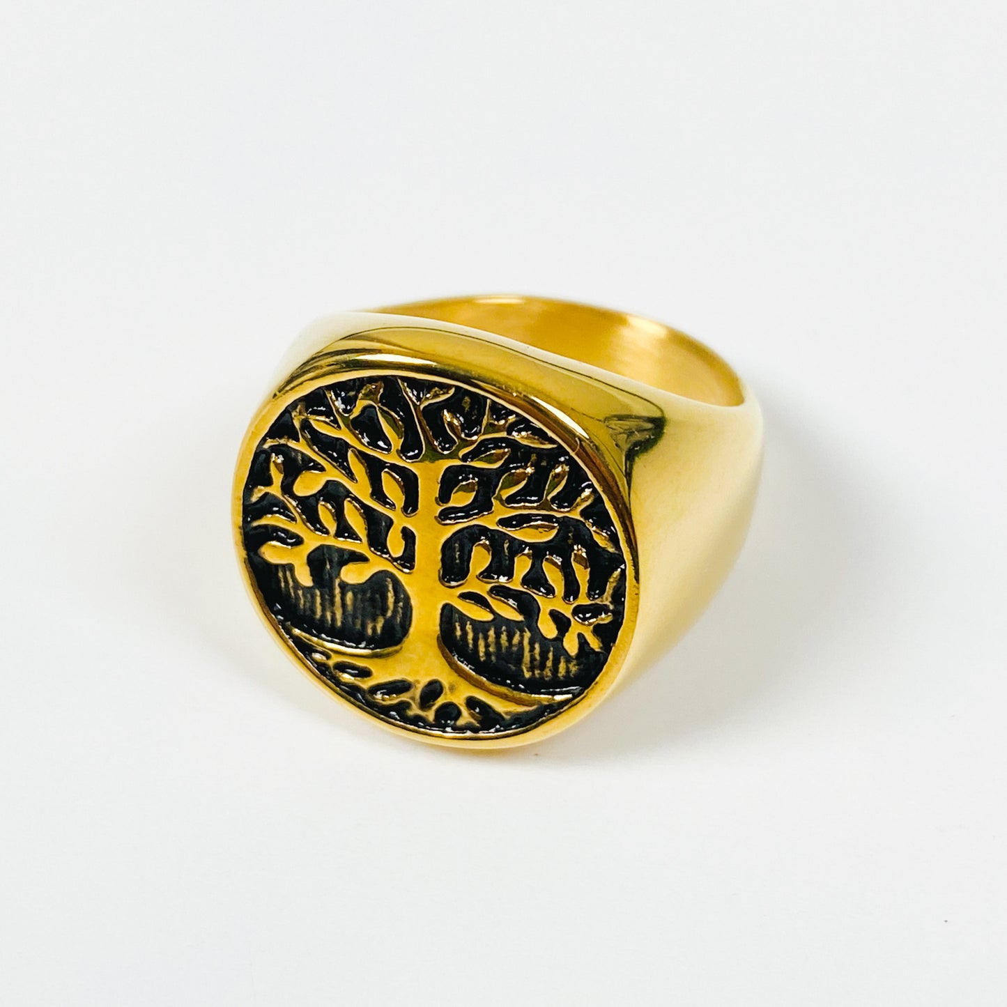 Vintage Tree Of Life Signet Ring Gold