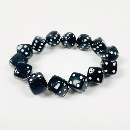 Retro Dice Bracelet Necklace Chain Black