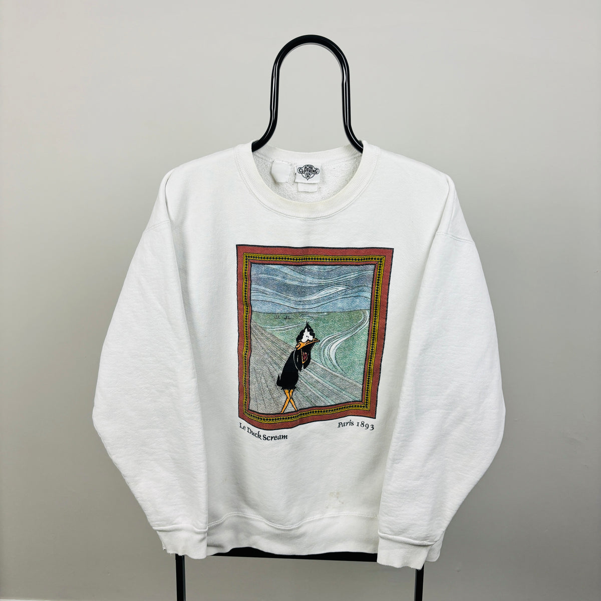 90s Looney Tunes Daffy Duck Scream Sweatshirt White Large