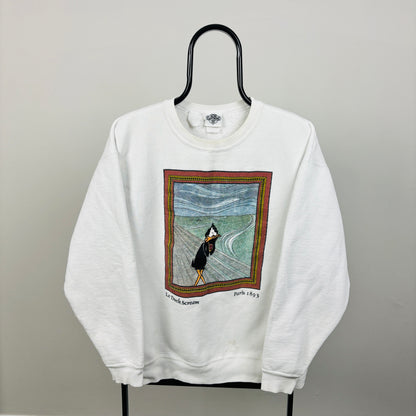 90s Looney Tunes Daffy Duck Scream Sweatshirt White Large