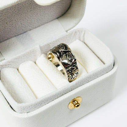 Carved Face Ring Silver