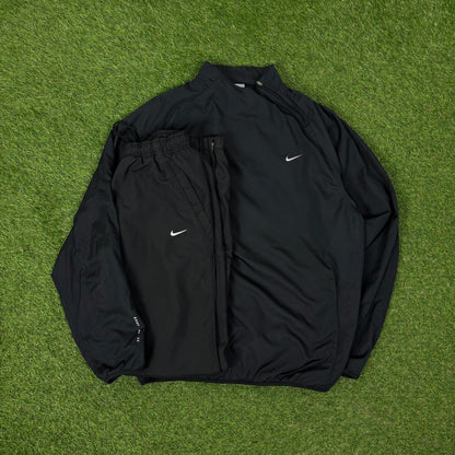 00s Nike Sidewinder Windbreaker Jacket + Joggers Set Black Medium