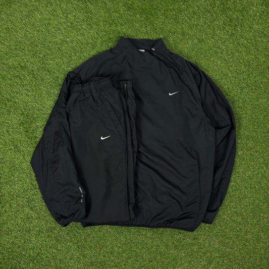 00s Nike Sidewinder Windbreaker Jacket + Joggers Set Black Medium