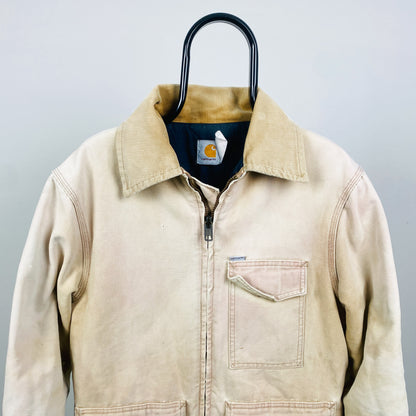 Retro Carhartt Workwear Chore Coat Jacket Brown Large