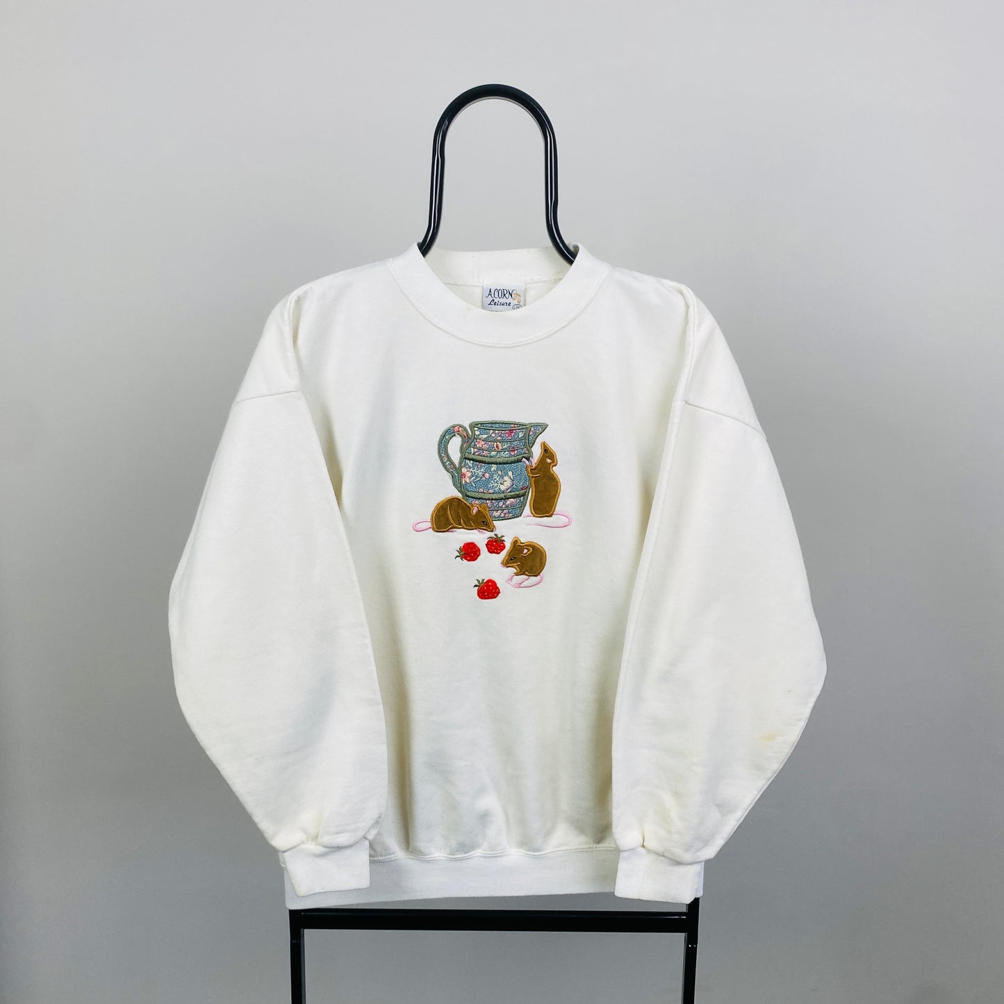 90s Acorn Mouse Sweatshirt Brown Large
