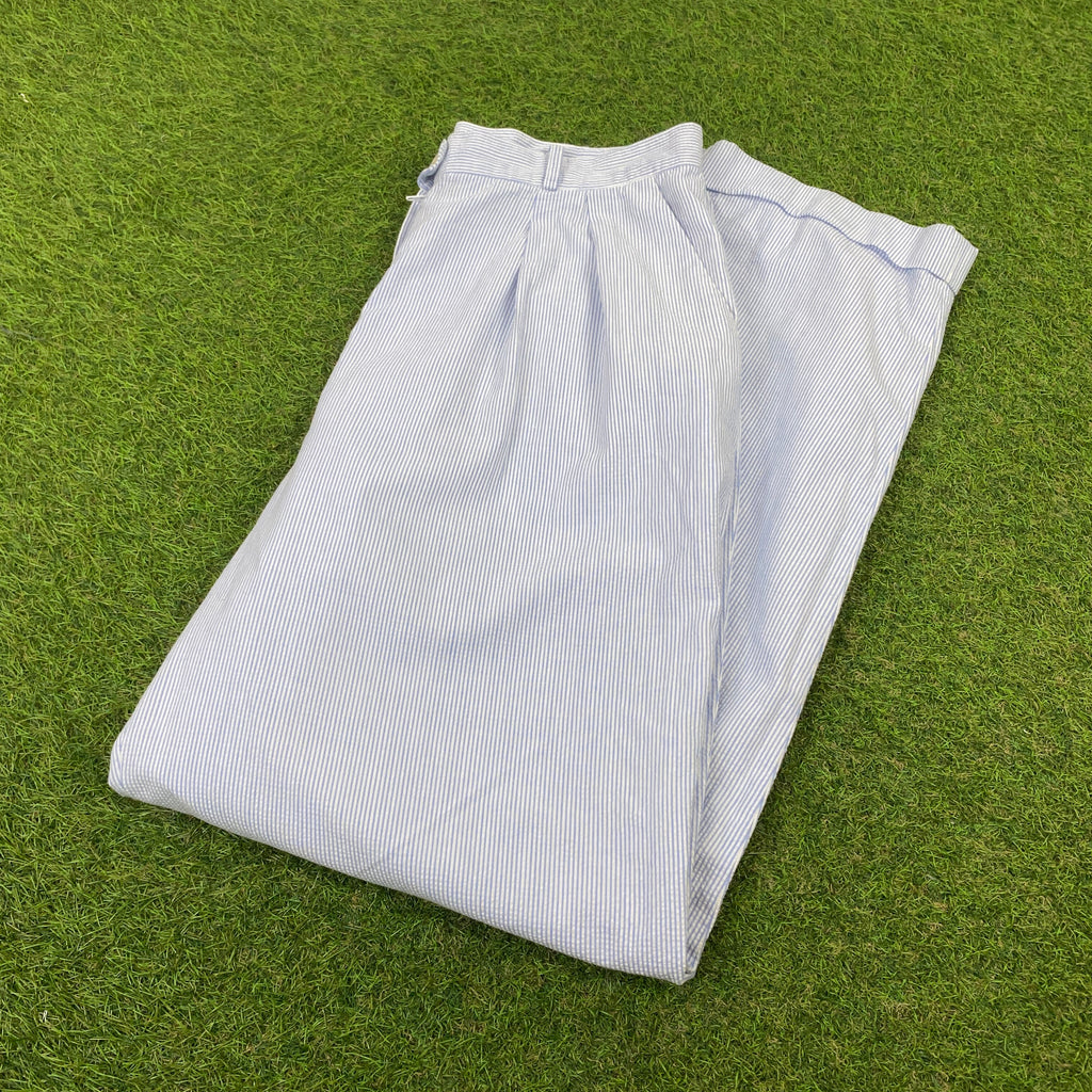 Retro Ralph Lauren Cotton Linen Trousers Joggers Blue Medium