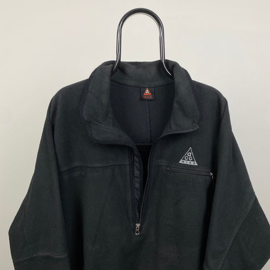 90s Nike ACG 1/4 Zip Sweatshirt Black Medium