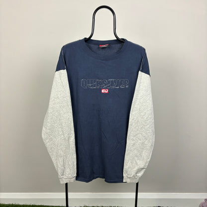 00s Quiksilver Long Sleeve T-Shirt Blue Large